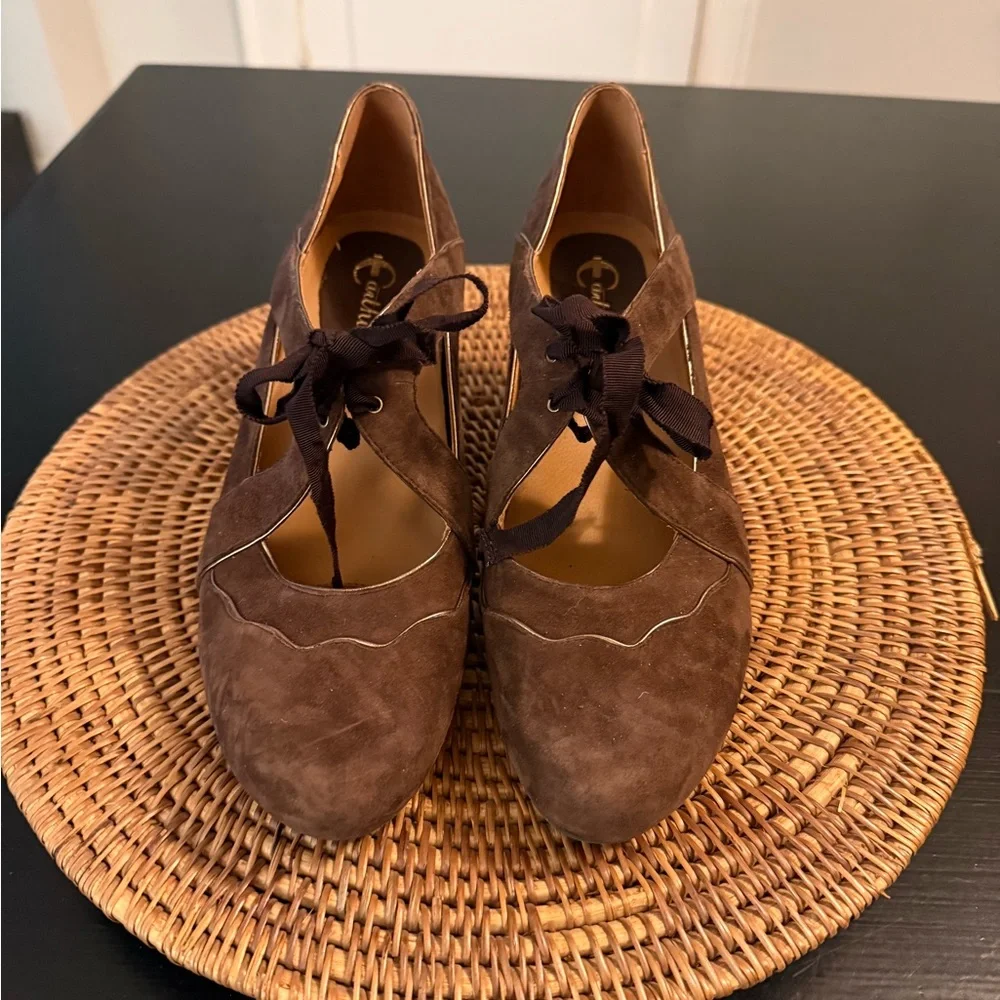 Earthies‎ Elegant Brown Suede Women's Shoes